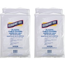 Genuine Joe Plastic Rectangular Table Covers - 108" Length X 54" Width - Plastic - White - 24 / Carton