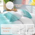 thumbnail image 3 of Aqua White Ombre Bedding 3 Piece Duvet Cover Set California King, Chic Modern Funny Abstract Striped Art Soft Microfiber Comforter Cover with Zipper Closure & Pillowcases, FadeResistant Quilt Cover, 3 of 9