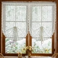 thumbnail image 2 of Faty-T Farmhouse Sheer Kitchen Curtains 47 inches Long 1 Panel, Rod Pocket Floral Embroidered Tie Up Cafe Curtain for Bedroom Living Room Bathroom Small Windows, 2 of 7