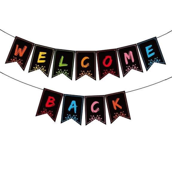 FELTECHELECTR 1Set Welcome Back Theme Rectangle Paper Banner for Back-to-School Ceremony Decorations 17x5.1in