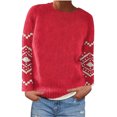 thumbnail image 2 of Frostluinai Chandails Tricotés d'Automne pour Femmes Manches Longues Vintage Imprimé Fair Isle Chandail Col Rond Mode Chandails Décontractés Raglan, 2 of 6