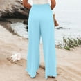 thumbnail image 7 of UAMVSH Palazzo Pants for Women Lightweight Cotton Linen Beach Pants with Pockets Soft Smocked Waist Vacation Travel Pants(3X-Large,Light Blue), 7 of 7