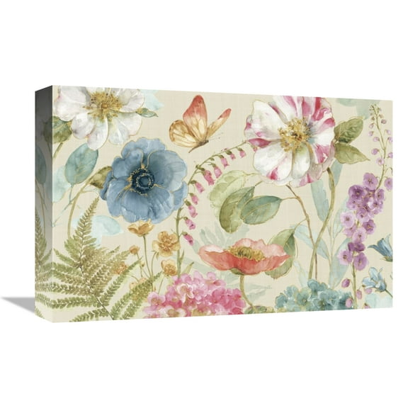 Global Gallery's 'Rainbow Seeds Flowers I Linen' By Lisa Audit Stretched Canvas Wall Art