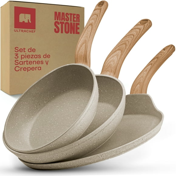 Set de Sartenes y Crepera de Aluminio - Ultrachef, Master Stone Blanco