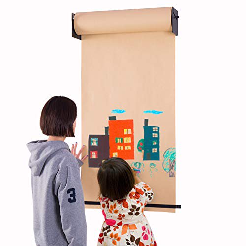 Hershii Wall Mounted Hanging Easel Novelty Kids Toy Adult Diy Drawing Note Kraft Paper Roll And Black Bracket Holder Home Decoration For Children