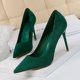 thumbnail image 3 of Zapatos de tacón alto con punta estrecha y boca poco profunda de gamuza para mujer, edición coreana, sexys, ajustados, para mujer, 3 of 5