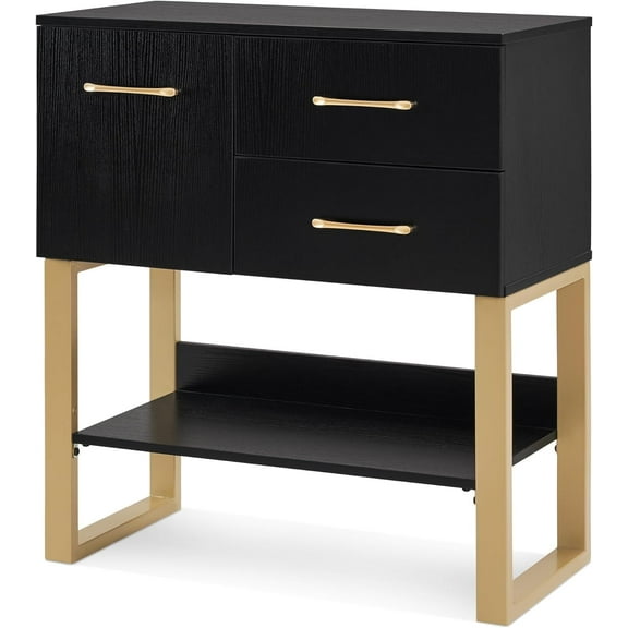 BarberPub Accent Storage Cabinet with Drawers, shelf for Living Room, Bedroom, Hallway, Black