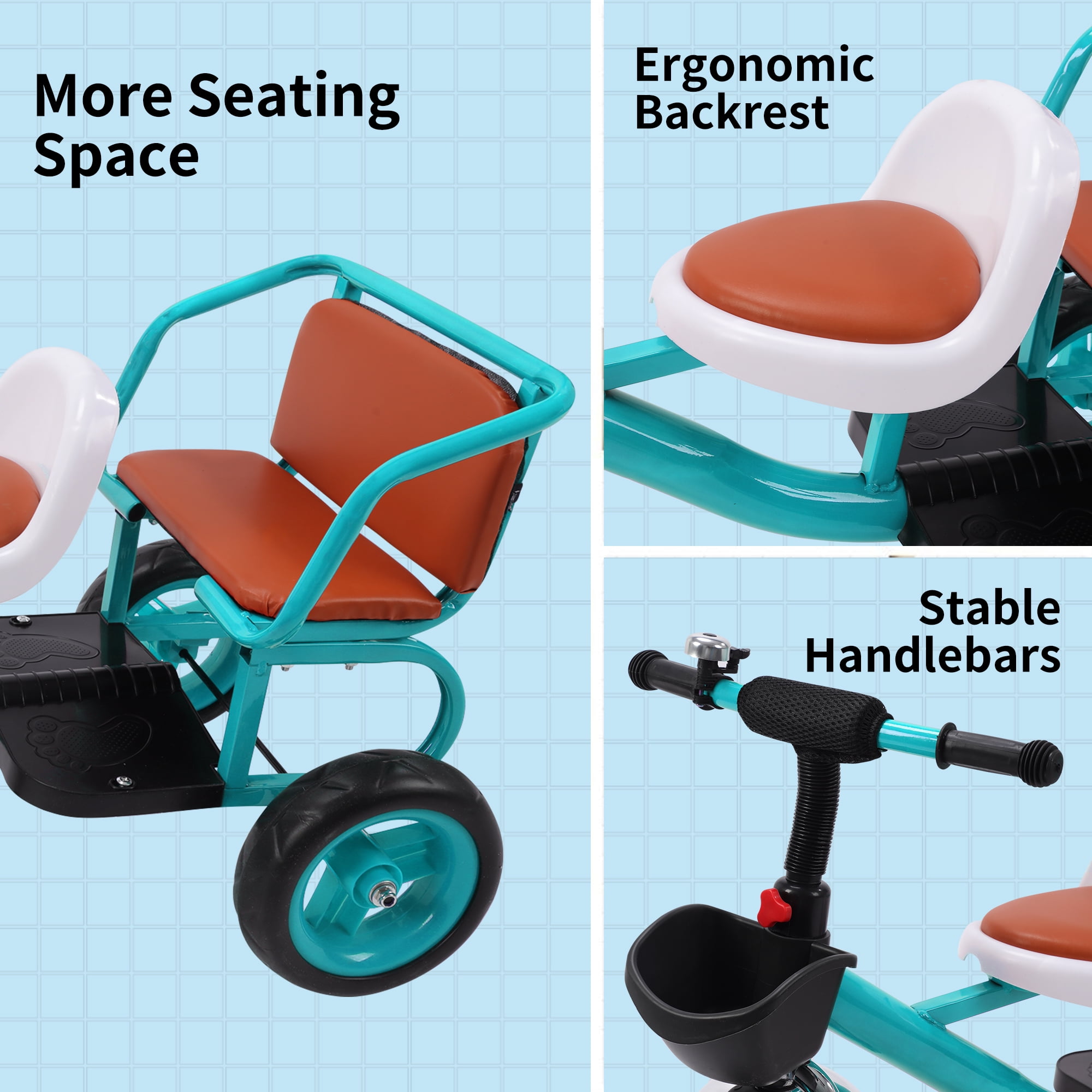 3-Wheel Trike Bicycle for Toddlers, Kids Pedal Tricycle Stroller with Basket, Folding Trike Bike