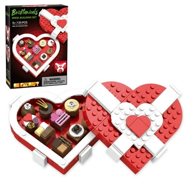 Brickcraft Box of Chocolates Brick Building Kit (133-Plastic Piece Set), Holiday Gift for His or Hers, 10 Assorted Chocolates, Romantic Gift for Couples, Ages 8 