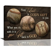 Baseball Wall Art Rustic Motivational Baseball Sport Pictures Wall Decor Baseball Poster Inspirational Quotes Canvas Painting Prints Modern Artwork Home Decor for Bedroom Office Gym 16"x12"