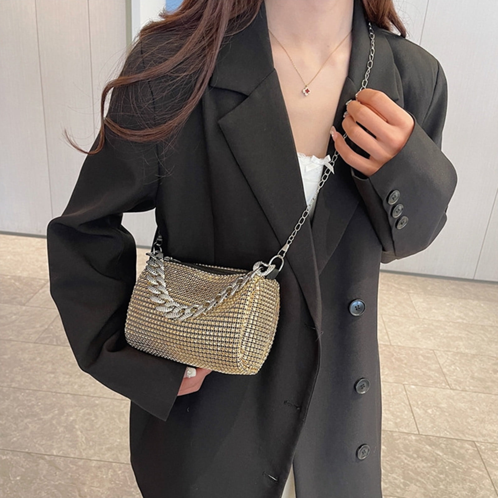 Acheter Sacs à Bandoulière En Toile Pour Femmes, élégants, Vert, Rose, Clips De Coque, Mode Dame, Perles, Sac à Main Quotidien Rétro, Sacs à Bandoulière Avec Chaîne Assortis