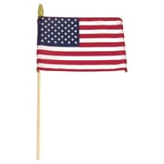 US Stick Flag 8in x 12in Standard Wood Stick with Spear Tip - 12PK