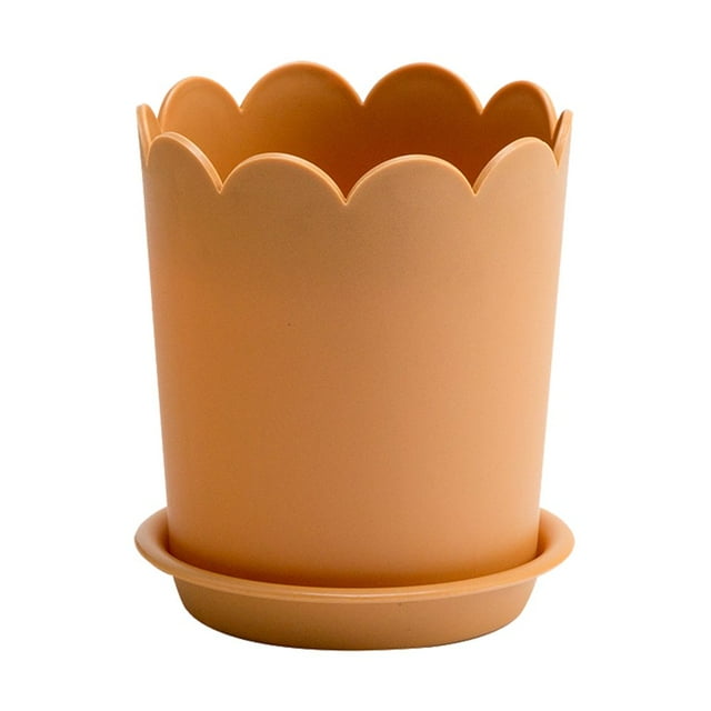 Flowerpot Match Bright-colored Plastic Petal Edge Large Opening Flower Planter for Home