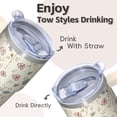 thumbnail image 4 of 20oz Floral Spring Vintage Tumbler with Handle and Straw Lid, Chinoiserie Elegant Bloom Coffee Cup, Insulated Travel Mug, 4 of 5