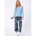 thumbnail image 2 of DARING DIVA Long Sleeve Floral Capri Soft Strechy Pajama Sets 2 Pieces S Deep Blue, 2 of 6