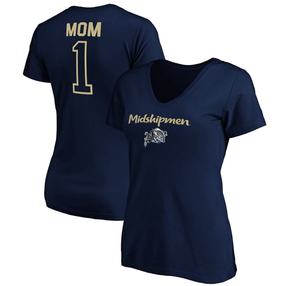 Women's Navy Navy Midshipmen #1 Mom V-Neck T-Shirt