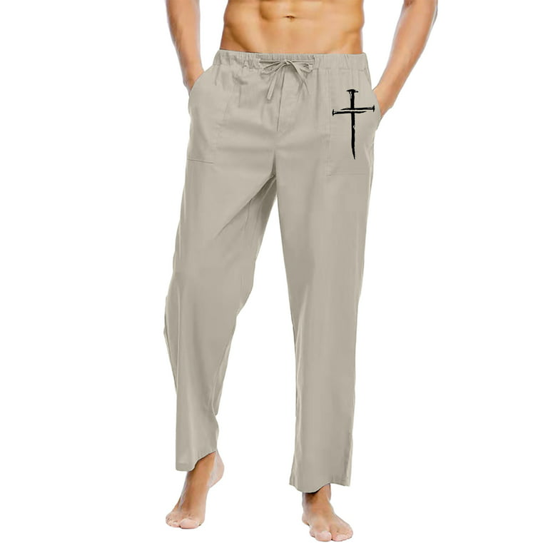 Drawstring Linen Pants For Men's Resort Lounge 100% Linen, 47% OFF