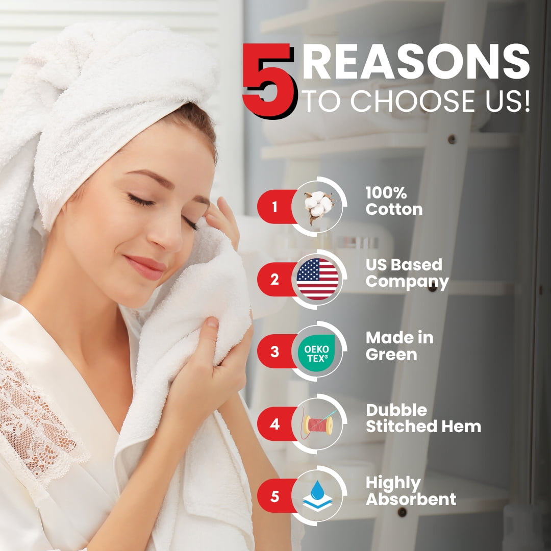 Infinitee Xclusives Premium Hand Towels Honey Comb Dobby - Quick Dry - 6 Pack, White, 16x28 In