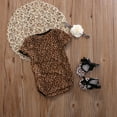 thumbnail image 7 of Qtinghua 3Pcs Newborn Baby Girls Clothes Short Sleeve Romper Leopard Floral Jumpsuit Bodysuit+Shoes+Headband Set Brown 0-3 Months, 7 of 7