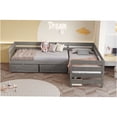thumbnail image 4 of JERFIT Gray Twin L-Shaped Storage Platform Bed Frame with Drawers, No Box Spring Needed, Space-Saving Design for Bedroom, 4 of 10