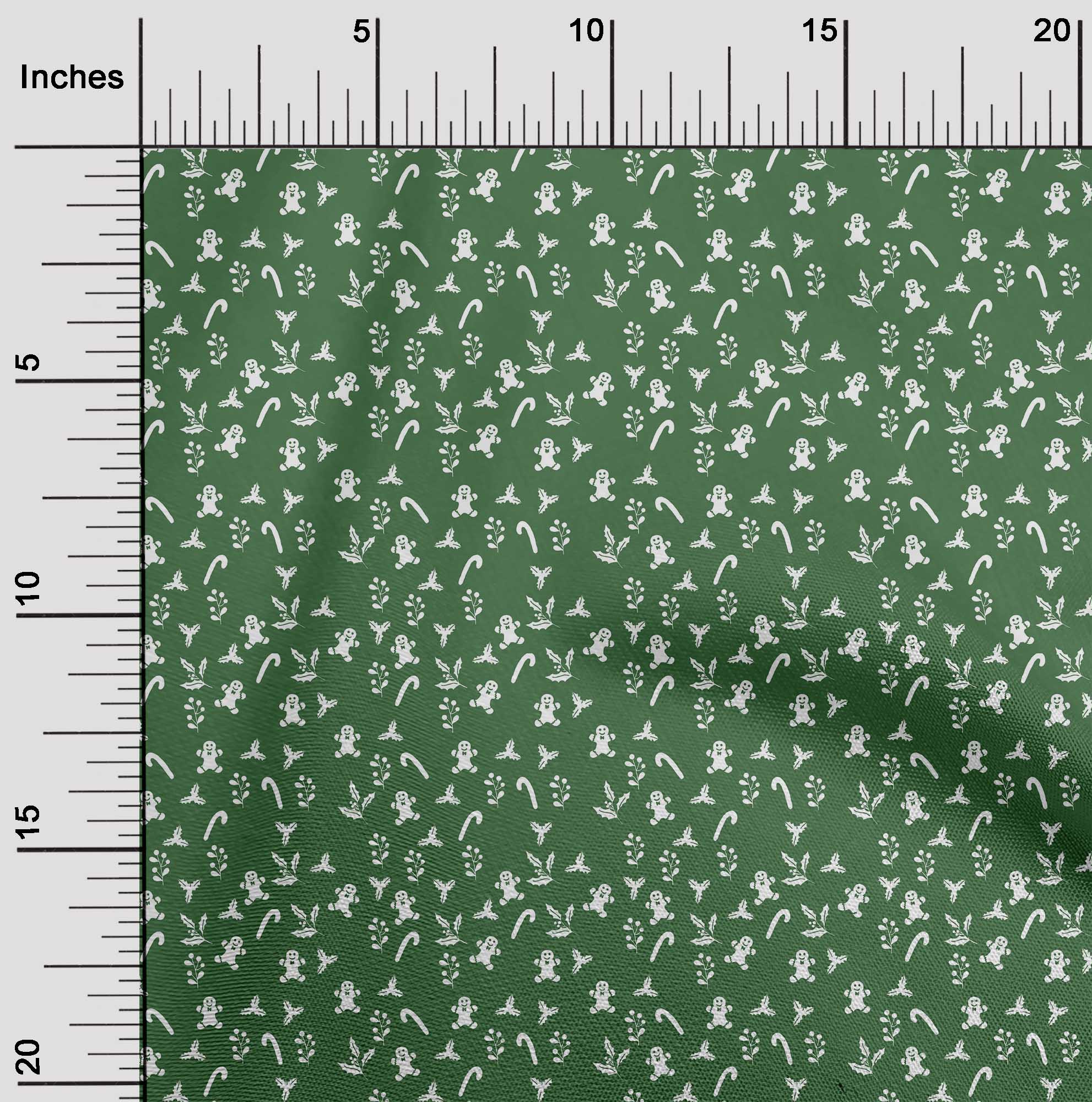 oneOone Cotton Silk Green Fabric Christmas Sewing Craft Projects Fabric Prints By Yard 42 Inch Wide
