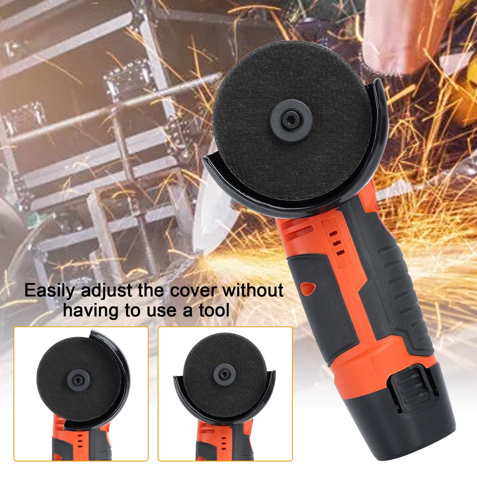 12V Cordless Angle Grinder with 2 Batteries, 19500RPM Brushless Mini Grinder Tool, 3-Inch Electric Metal Cutter & Polisher for Wood, Tile, Steel