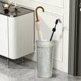 thumbnail image 4 of Metal Umbrella Stand Rack - Galvanized Holder for Canes and Walking Sticks Farmhouse Bucket Design with Handles, 4 of 9