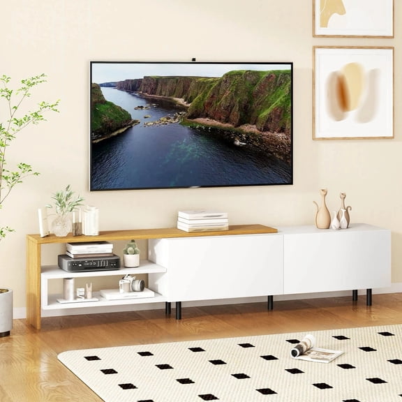 DRAZUNO 71.5” Long Entertainment Center w/Storage Shelves, Cabinets for 80 Inches TVs
