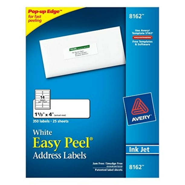 Avery Easy Peel White Inkjet Mailing Labels (8162) - Walmart.com
