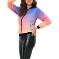 thumbnail image 4 of Allegra K Women's Standing Collar Long Sleeve Full Zip up Short Bomber Jacket, 4 of 5
