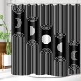 thumbnail image 2 of Boho Shower Curtains for Bathroom Mid Century Minimalist Abstract Aesthetic Modern Bathroom Decor Curtain Machine Washable Waterproof Fabric with 12 Hooks (Black Minimalist, 72" x 72"), 2 of 6