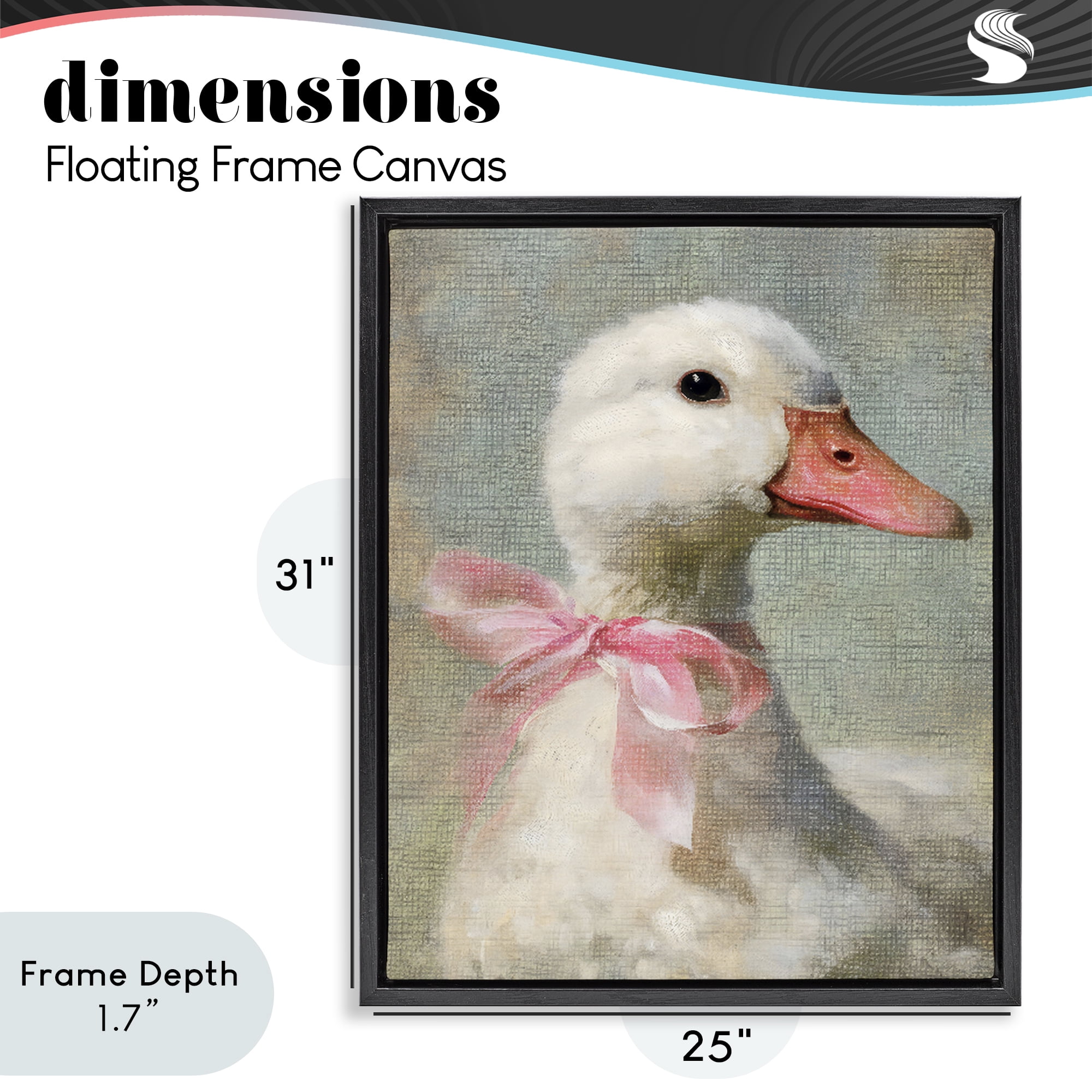 Stupell Industries Portrait of Pink Bow Goose Black Framed Floater Canvas Wall Art, design by LSR Design Studio