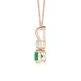 thumbnail image 2 of ANGARA Natural Round Emerald and Diamond Two Stone Pendant in 14K Rose Gold for Women (Size-5mm) | May Birthstone, Birthday, Anniversary, Jewelry Gift for Women | Natural Emerald Necklace, 2 of 7