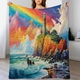 thumbnail image 4 of Ocean Lighthouse Flannel Throw Blanket for Gifts for Women Men Girls Boys All Seasons, 4 of 8