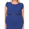 thumbnail image 5 of Women's Elegant Plus Size Solid Pencil Work Dresses Short Sleeve Round Neck with Belt, 5 of 6