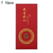 Pnellth 10Pcs 2022 Iron Decoration Lucky Money Bag Rectangle Paper Sincere Wishes Chinese Red Envelope for Family