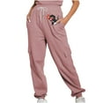 thumbnail image 2 of Jjayotai Cargo Joggers for Women, Drawstring Baggy Sweatpants, Casual Workout Running Pants, 2024 Fall Spring Cute Dinosaur Print Sweat Pants Pink L, 2 of 8