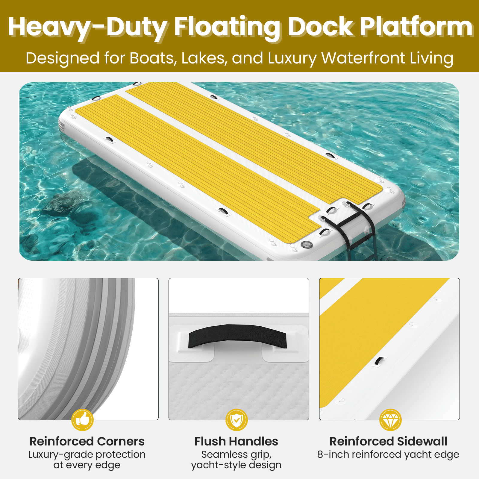 Bezliving 15'x6.5' Inflatable Floating Platform with 5mm EVA Non-Slip Pad, Fits 15 People, for Lake, Pool & Ocean Use