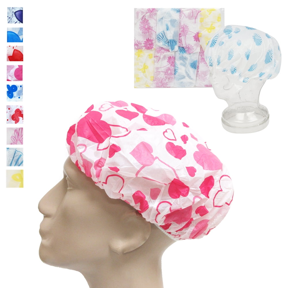 12 Pack Shower Cap Women Bath Hat Waterproof Elastic Band Protects Hair