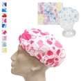 thumbnail image 6 of 12 Pack Shower Cap Women Bath Hat Waterproof Elastic Band Protects Hair Home Lot, 6 of 7