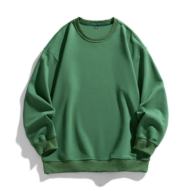 AherBiu Sweatshirts pour Hommes Col Rond Léger Pull Décontracté Automne Hiver Couleur Unie Classique Gym Entraînement Athlétique Course