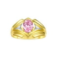 thumbnail image 1 of RYLOS Men's Rings 14K Yellow Gold Rings Classic Designer Style 9X7MM Oval Gemstone &  Diamond Ring Pink Ice October Birthstone Rings For Men Size 9, 1 of 7