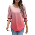 thumbnail image 2 of YHAJDS Womens Topss Half Sleeves Gradient Print 3/4 Sleeve Elastic Cuff Round Neck Casual Spring Summer Shirts Womens Tops, 2 of 5