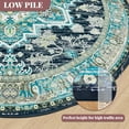 thumbnail image 4 of 6' Diameter Vintage Area Rugs, Soft Washable Distressed Thin Rugs for Living Room Bedroom, Non-Slip Foldable Indoor Carpet,Blue&Green, 4 of 6