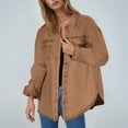 thumbnail image 3 of TrendOFT Womens Denim Jacket Basic Button Down Stretch Fitted Long Sleeves Jean Jacket Brown L, 3 of 9