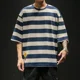 thumbnail image 5 of Camiseta para hombre, camisetas de gran tamaño para hombre, camisetas holgadas, top a rayas amarillo, moda informal, manga corta, novedad en Harajuku, 5 of 5