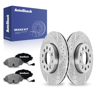 Detroit Axle 288mm Front Drilled & Slotted Brake Rotors + Ceramic Pads For VW Jetta 1999–2005 – 6pc Kit