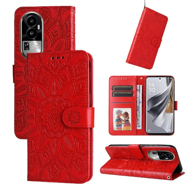 Funda tipo cartera GANGXUN para OPPO Reno 10 Pro 5G , diseño girasol, cuero PU, soporte, cierre magnético, tarjetero