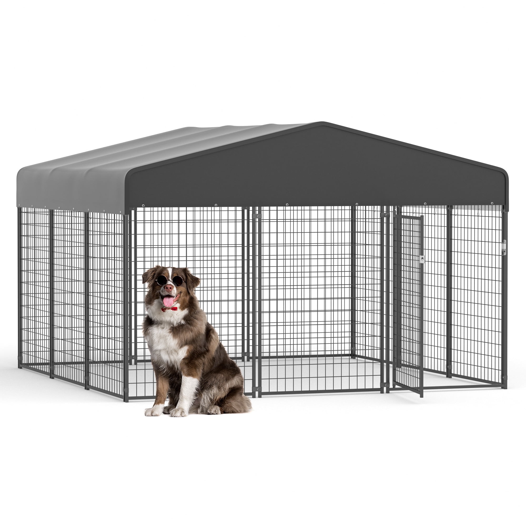 Large Outdoor Dog Heavy Duty Dog House Pet Kennel Steel Fence with Secure Lock