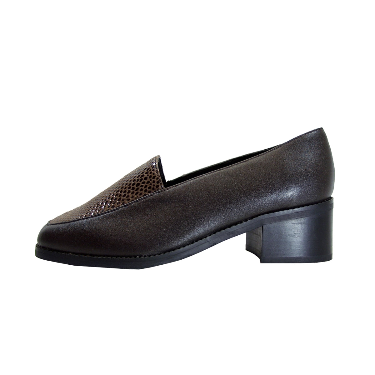 PEERAGE Zula Women's Wide Width Leather Animal Print Slip-on Shoes BROWN 7